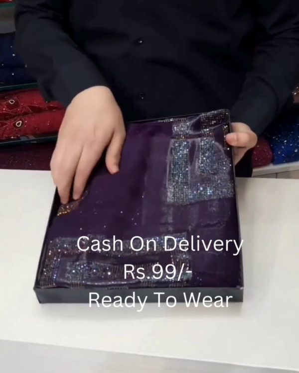 Midnight Noir Shimmer Saree with Iridescent Geometric Artistry